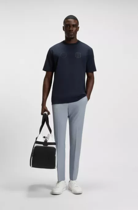 Slim-fit trousers in water-repellent stretch fabric