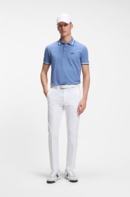 Slim-fit trousers in water-repellent stretch fabric, White