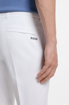 Pantaloni slim fit in tessuto elasticizzato idrorepellente, Bianco