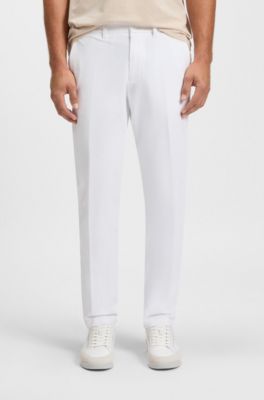 Slim-fit trousers in water-repellent stretch fabric, White