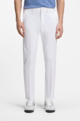 Pantaloni slim fit in tessuto elasticizzato idrorepellente, Bianco