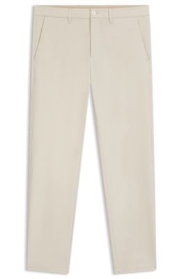 Slim-fit trousers in water-repellent stretch fabric, Natural