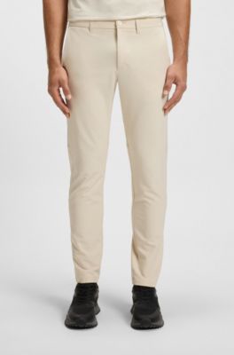 Slim-fit trousers in water-repellent stretch fabric, Natural
