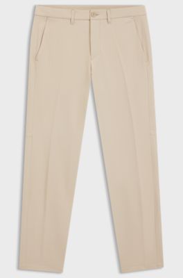 Slim-fit technical trousers with four-way stretch, Beige