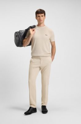 Slim-fit technical trousers with four-way stretch, Beige