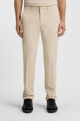 Slim-fit trousers in water-repellent stretch fabric, Beige