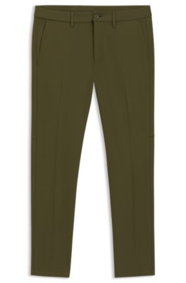 Slim-fit trousers in water-repellent stretch fabric, Olive