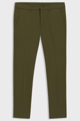 Slim-fit trousers in water-repellent stretch fabric, Olive