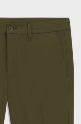 Slim-fit technical trousers with four-way stretch, Olive