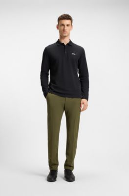 Pantalon Slim en tissu stretch d&eacute;perlant, Olive