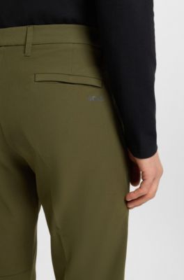 Pantalon Slim en tissu stretch d&eacute;perlant, Olive