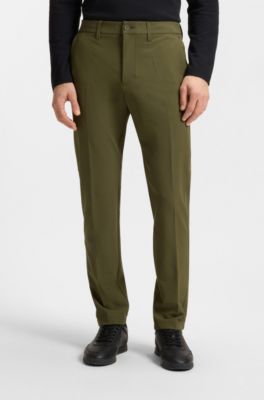 Pantalon Slim en tissu stretch d&eacute;perlant, Olive