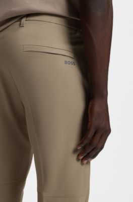 Slim-fit trousers in water-repellent stretch fabric, Beige
