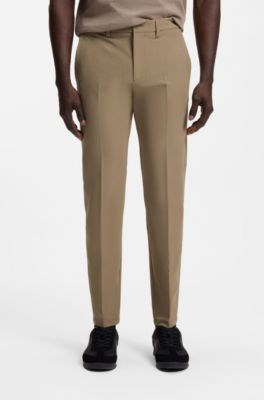 Pantaloni slim fit in tessuto elasticizzato idrorepellente, Beige