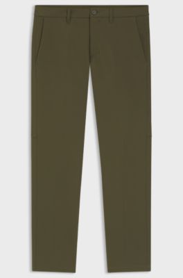 Slim-fit trousers in water-repellent stretch fabric, Dark Green