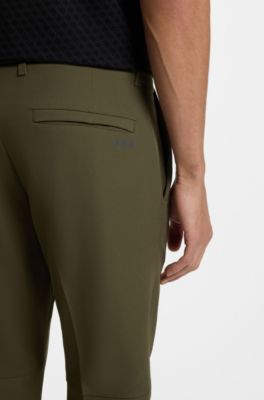 Slim-fit technical trousers with four-way stretch, Dark Green