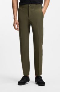 Slim-fit trousers in water-repellent stretch fabric, Green