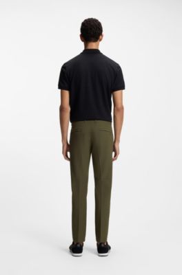 Slim-fit trousers in water-repellent stretch fabric, Dark Green