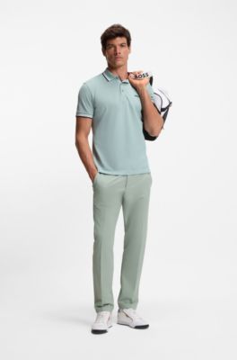 Slim-fit trousers in water-repellent stretch fabric, Light Green