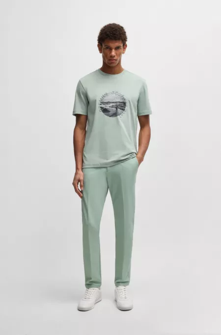 Slim-fit trousers in water-repellent stretch fabric