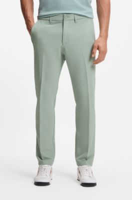 Slim-fit technical trousers with four-way stretch, Light Green