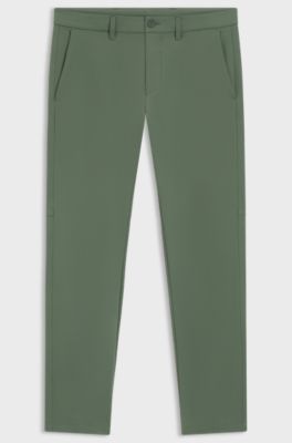 Slim-fit technical trousers with four-way stretch, Green