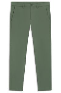 Slim-fit trousers in water-repellent stretch fabric, Dark Green