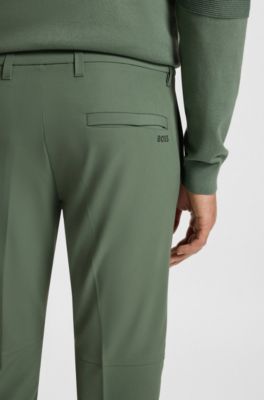 Slim-fit technical trousers with four-way stretch, Green