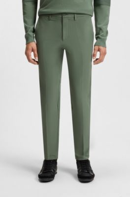 Slim-fit technical trousers with four-way stretch, Green