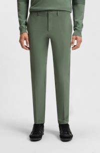 Slim-fit trousers in water-repellent stretch fabric, Dark Green