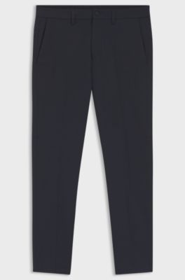 Pantalon Slim en tissu stretch d&eacute;perlant, Bleu fonc&eacute;