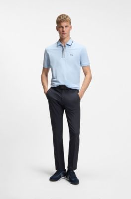 Slim-fit trousers in water-repellent stretch fabric, Dark Blue