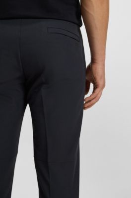 Slim-fit trousers in water-repellent stretch fabric, Dark Blue