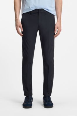 Pantaloni slim fit in tessuto elasticizzato idrorepellente, Blu scuro