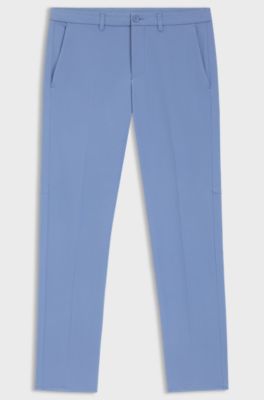 Pantaloni slim fit in tessuto elasticizzato idrorepellente, Celeste