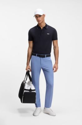 Slim-fit technical trousers with four-way stretch, Light Blue