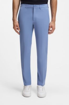 Pantaloni slim fit in tessuto elasticizzato idrorepellente, Celeste
