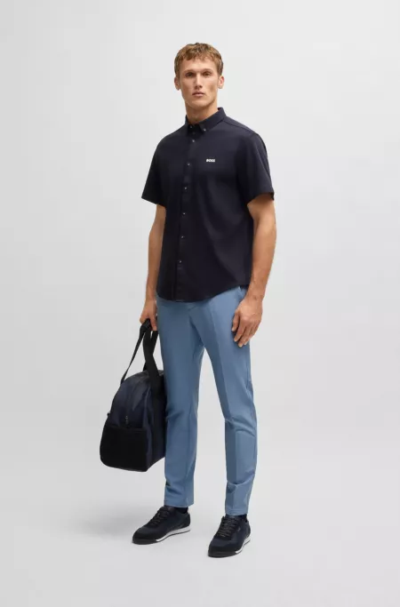 Slim-fit trousers in water-repellent stretch fabric