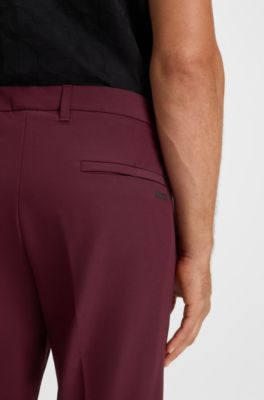 Slim-fit trousers in water-repellent stretch fabric, Red