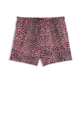 Printed pyjama shorts in modal-blend jersey, Pink Patterned