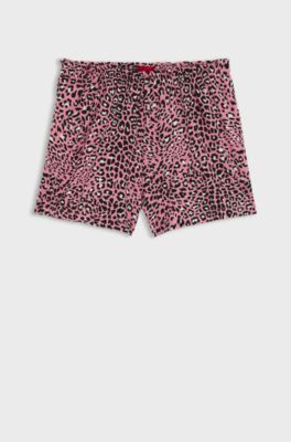 Printed pyjama shorts in modal-blend jersey, Pink Patterned