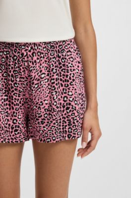 Printed pyjama shorts in modal-blend jersey, Pink Patterned