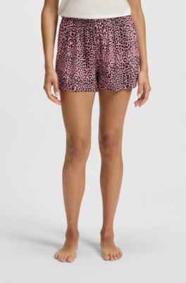 Printed pyjama shorts in modal-blend jersey, Pink Patterned