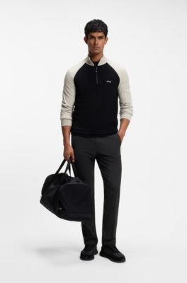 Regular-fit trousers in water-repellent stretch fabric, Black