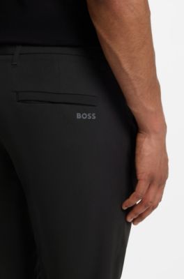Regular-fit trousers in water-repellent stretch fabric, Black