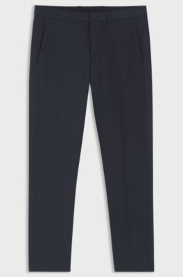 Pantaloni regular fit in tessuto elasticizzato idrorepellente, Blu scuro