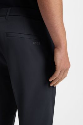 Pantaloni regular fit in tessuto elasticizzato idrorepellente, Blu scuro