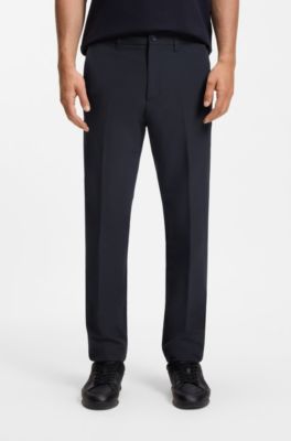 Pantaloni regular fit in tessuto elasticizzato idrorepellente, Blu scuro