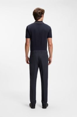 Pantaloni regular fit in tessuto elasticizzato idrorepellente, Blu scuro