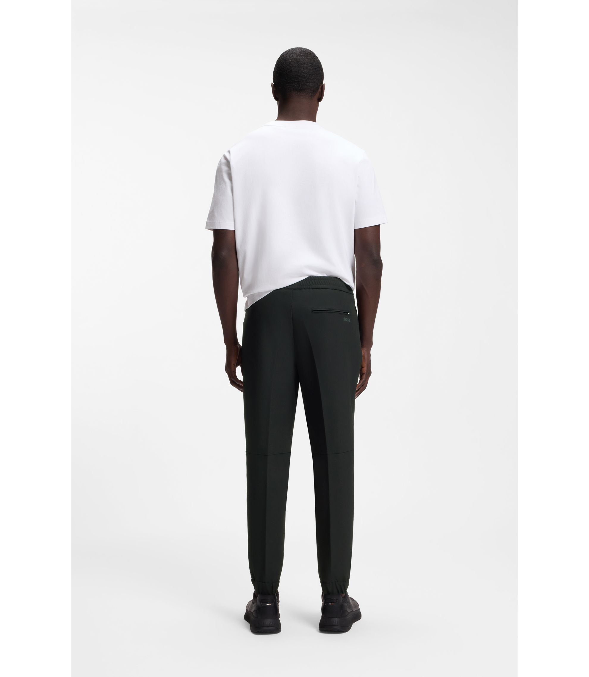 HUGO BOSS ストレッチ イージーパンツ テーパード EU50 US34R BOSS - テーパードフィットパンツ はっ水ストレッチファブリック